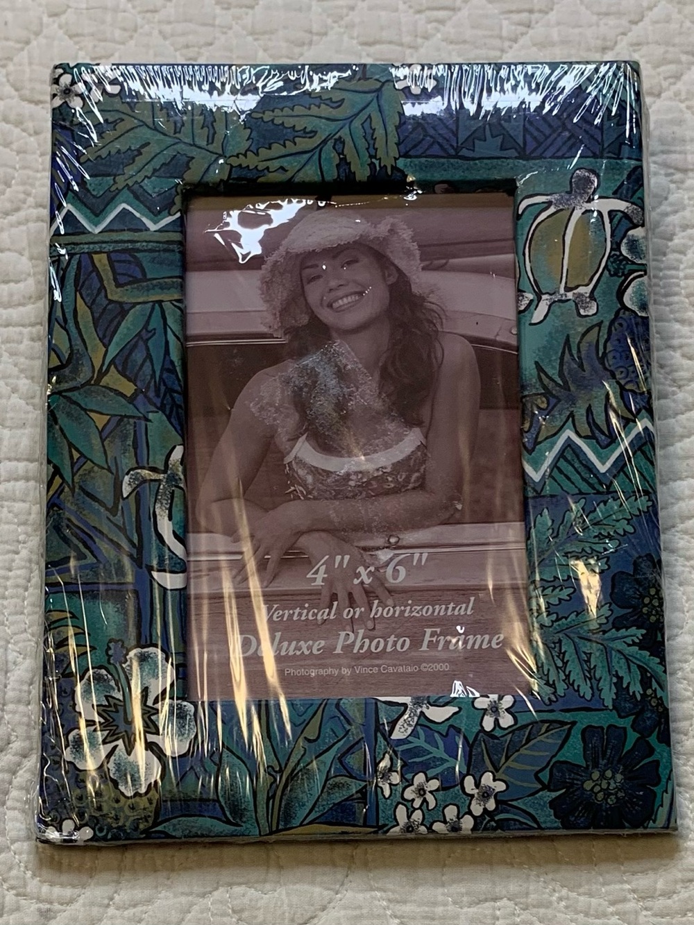 Island Heritage Deluxe Blue Floral & Sea Turtle 4x6 Photo Frame